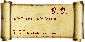 Bálint Dárius névjegykártya